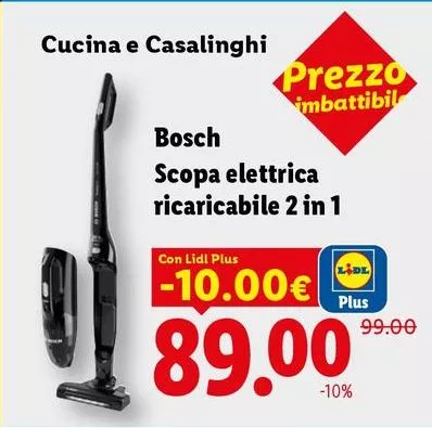 Bosch - Scopa Elettrica Ricaricabile 2 In 1
