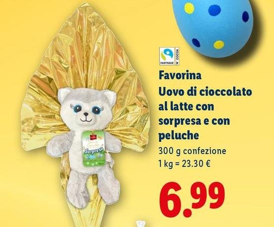 Favorina - Uovo Di Cioccolato Al Latte Con Sorpresa E Con Peluche