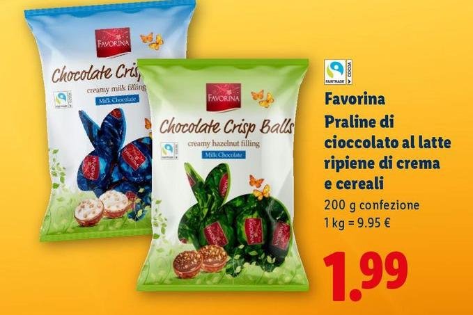 Favorina - Praline Di Cioccolato Al Latte Ripiene Di Crema E Cereali