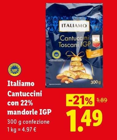Italiamo - Cantuccini Con 22% Mandorle IGP