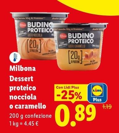 Milbona - Dessert Proteico Nocciola O Caramello