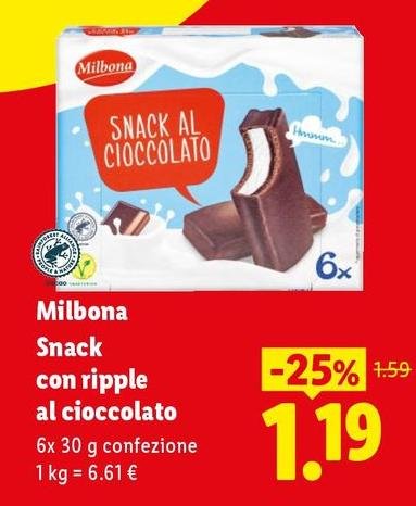 Milbona - Snack Con Ripple Al Cioccolato