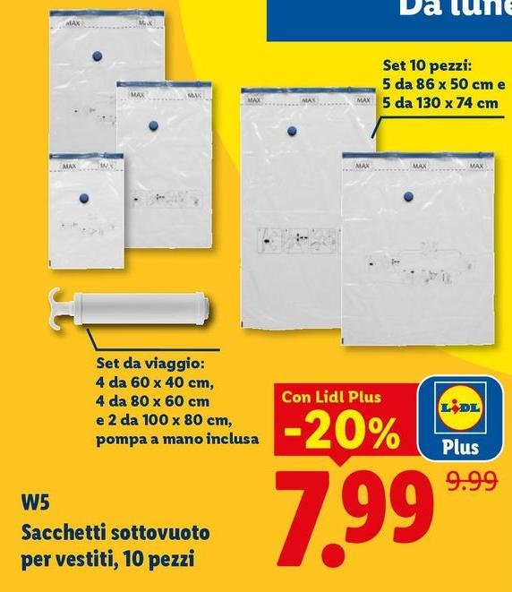 W5 - Sacchetti Sottovuoto Per Vestiti, 10 Pezzi