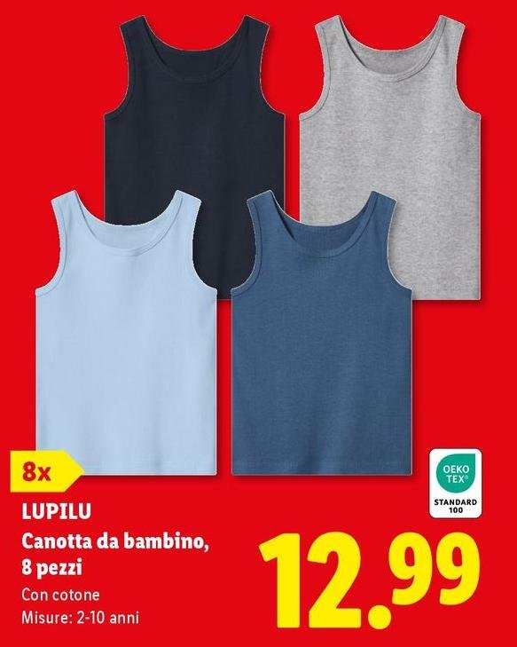Lupilu - Canotta Da Bambino, 8 Pezzi