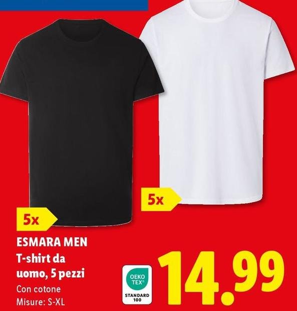 Esmara Men - T-Shirt Da Uomo, 5 Pezzi
