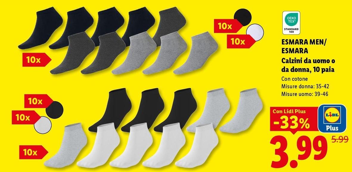 Esmara Men/Esmara - Calzini Da Uomo O Da Donna, 10 Paia Con Cotone