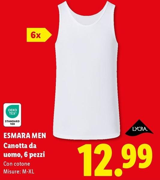 Esmara Men - Canotta Da Uomo, 6 Pezzi