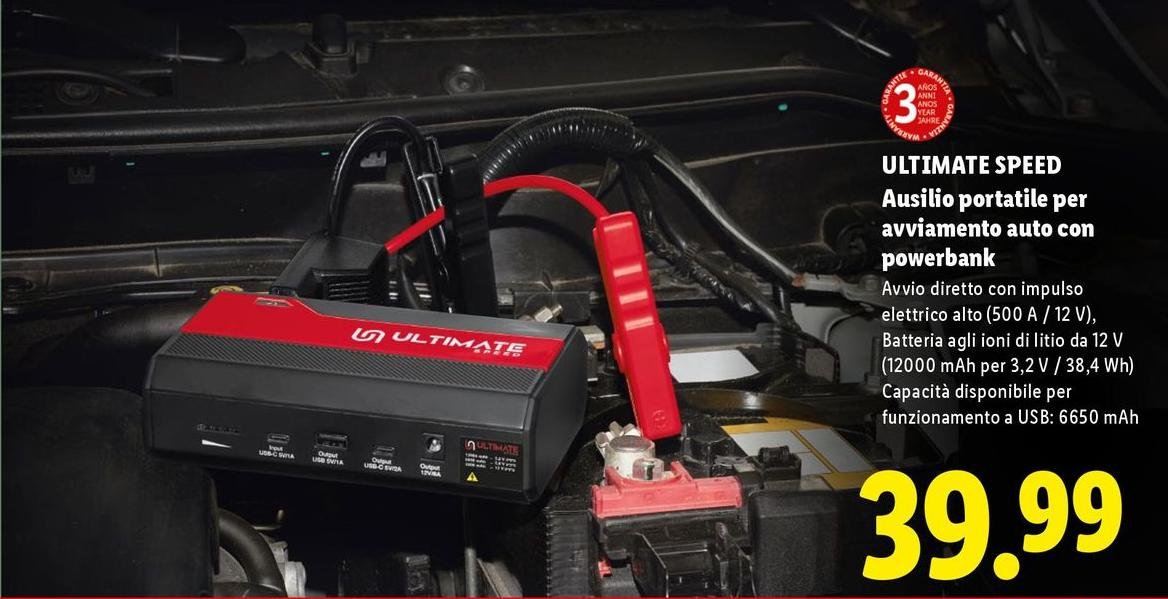 Ultimate Speed - Ausilio Portatile Per Avviamento Auto Con Powerbank