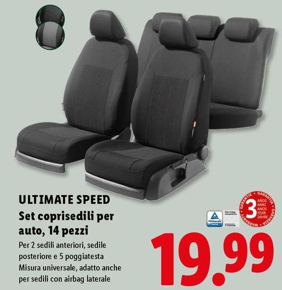 Ultimate Speed - Set Coprisedili Per Auto, 14 Pezzi