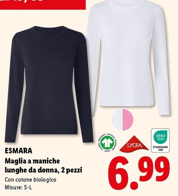 Esmara - Maglia A Maniche Lunghe Da Donna, 2 Pezzi