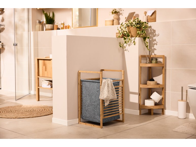 Cesto portabiancheria o portaoggetti angolare in bambù