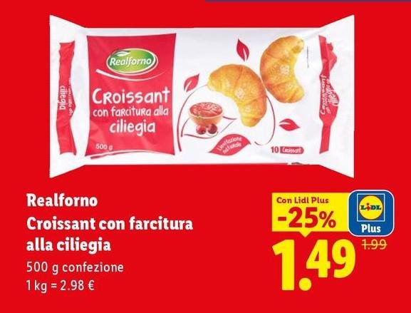 Realforno - Croissant Con Farcitura Alla Ciliegia