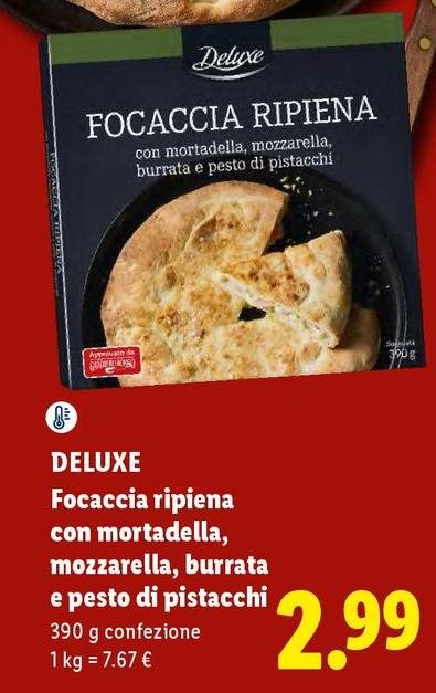 Deluxe - Focaccia Ripiena Con Mortadella, Mozzarella, Burrata E Pesto Di Pistacchi