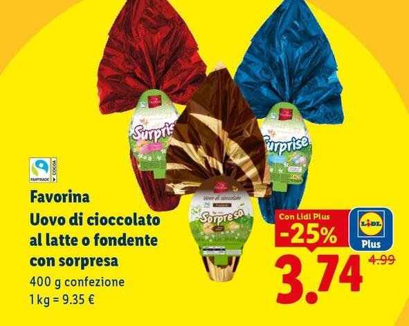 Favorina - Uovo Di Cioccolato Al Latte O Fondente Con Sorpresa