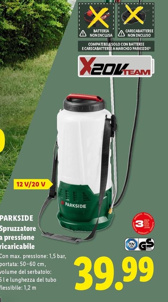 Parkside - Spruzatore A Pressione Ricaricabile