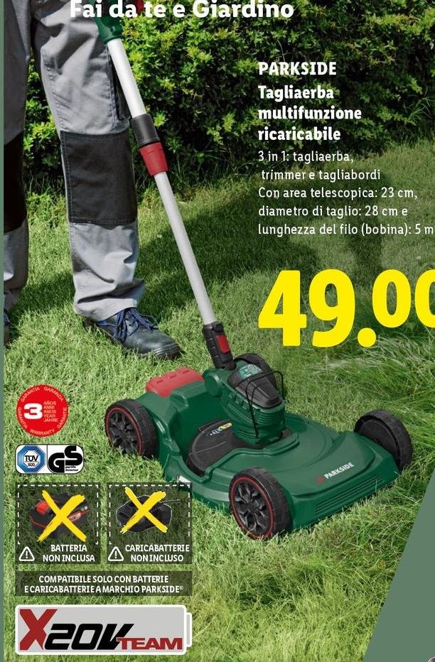 Parkside - Tagliaerba Multifunzione Ricaricabile