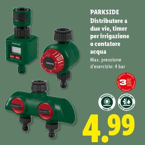 Parkside - Distributore A Due Vie, Timer Per Irrigazione O Contatore Acqua