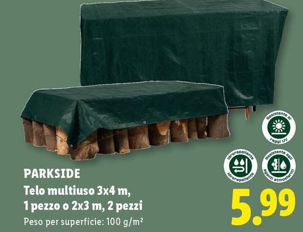 Parkside - Telo Multiuso 3x4 M, 1 Pezzo O 2x3 M, 2 Pezzi