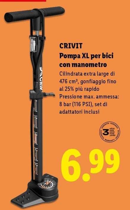 Crivit - Pompa Xl Per Bici Con Manonmetro