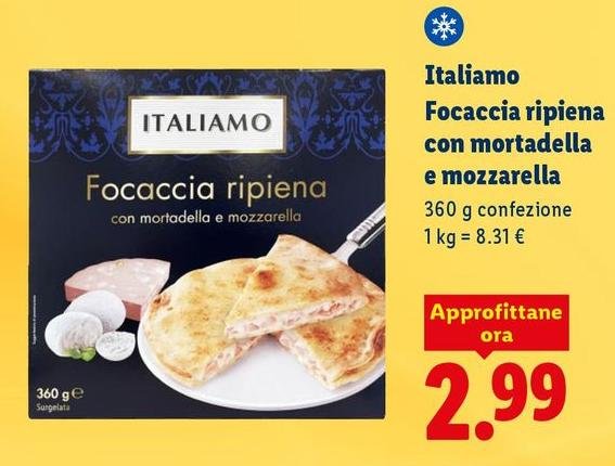 Italiamo - Focaccia Ripiena Con Mortadella E Mozzarella