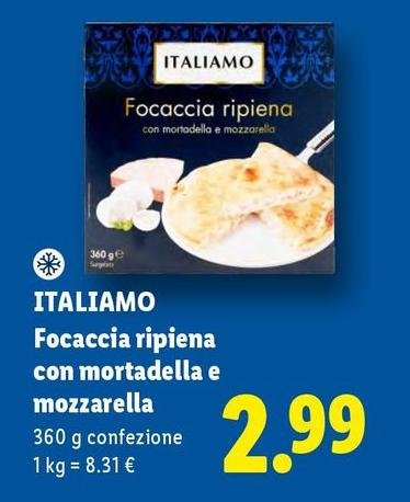 Italiamo - Focaccia Ripiena Con Mortadella E Mozzarella