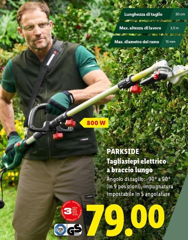 Parkside - Tagliasiepi Elettrico A Braccio Lungo