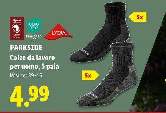 Parkside - Calze Da Lavoro Per Uomo, 5 Paia