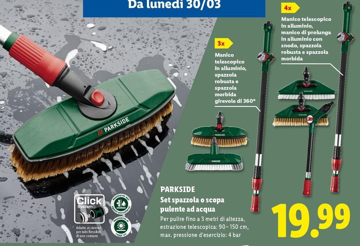 Parkside - Set Spazzola O Scopa Pulente Ad Acqua