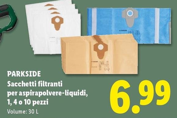 Parkside - Sacchetti Filtranti Per Aspirapolvere-Liquidi, 1, 4 O 10 Pezzi