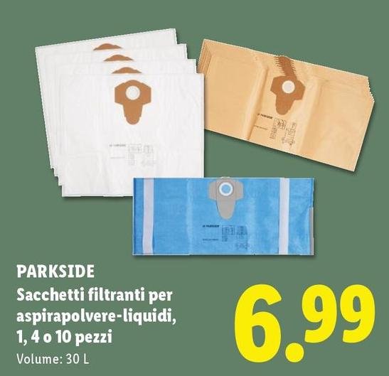 Parkside - Sacchetti Filtranti Per Aspirapolvere-liquidi 1, 4 O 10 Pezzi