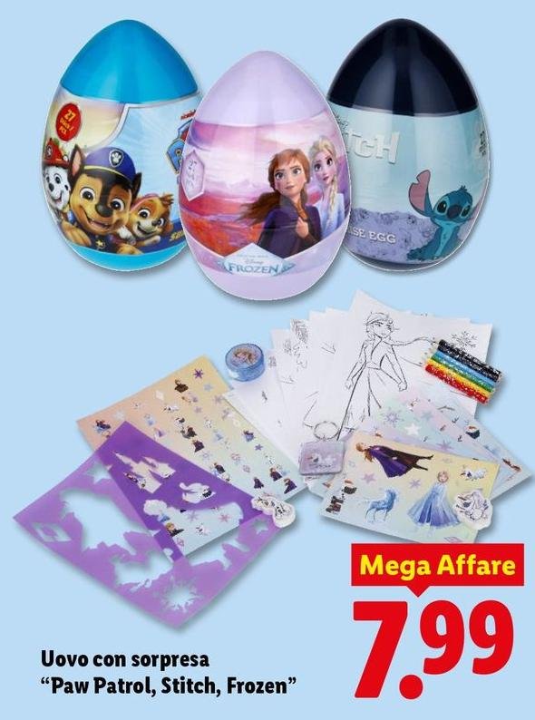 Uovo Con Sorpresa "Paw Patrol, Stitch, Frozen"
