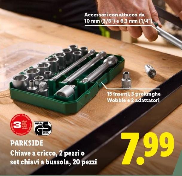 Parkside - Chiave A Cricco, 2 Pezzi O Set Chiavi A Bussola, 20 Pezzi