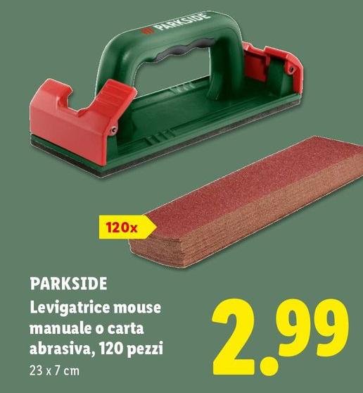 Parkside - Levigatrice Mouse Manuale O Carta Abrasiva, 120 Pezzi