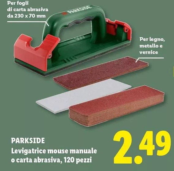 Parkside - Levigatrice Mouse Manuale O Carta Abrasiva, 120 Pezzi