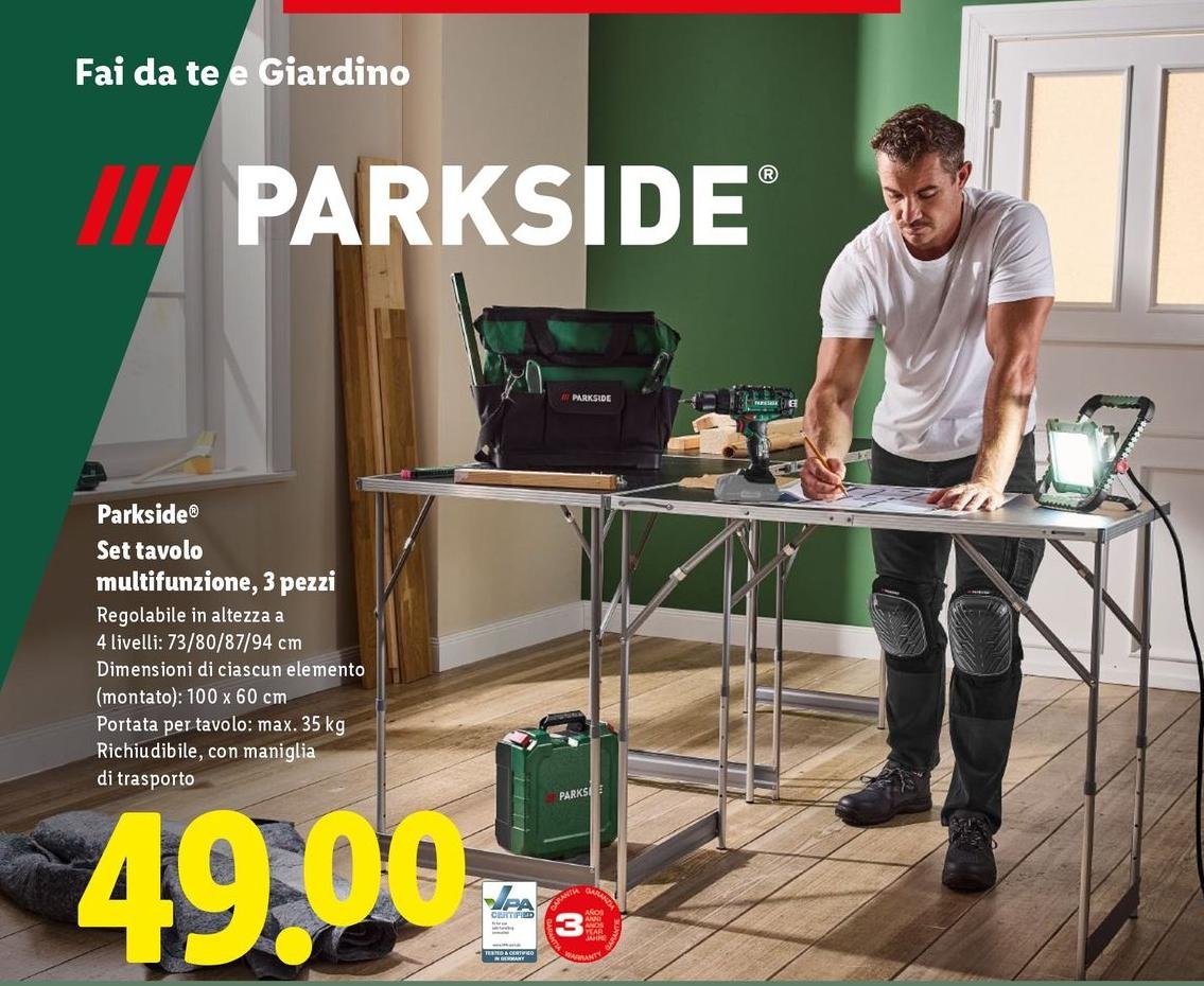 Parkside - Set Tavolo Multifunzione, 3 Pezzi