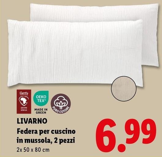 Livarno - Federa Per Cuscino In Mussola, 2 Pezzi