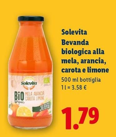 Solevita - Bevanda Biologica Alla Mela, Arancia, Carota E Limone