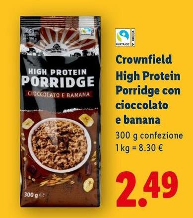 Crownfield - High Protein Porridge Con Cioccolato E Banana