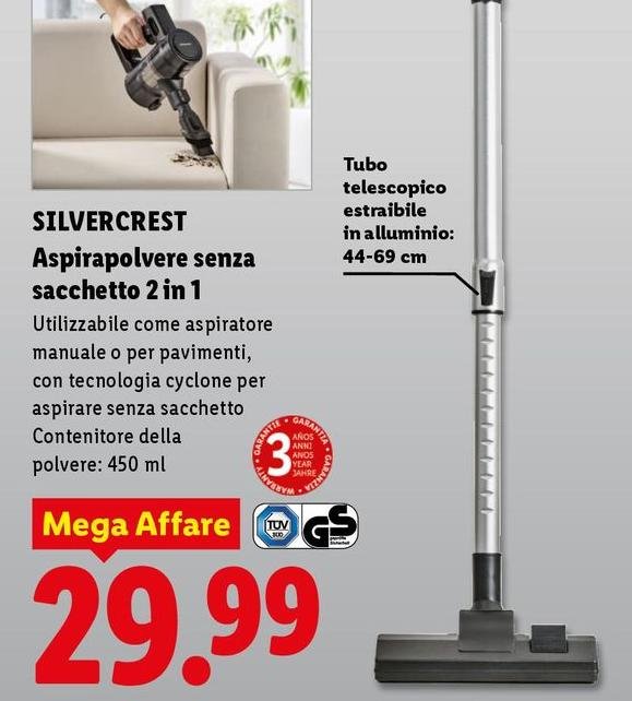 Silvercrest - Aspirapolvere Senza Sacchetto 2 In 1