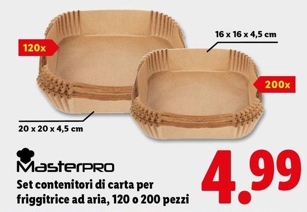 Masterpro - Set Contenitori Di Carta Per Friggitrice Ad Aria, 120 O 200 Pezzi