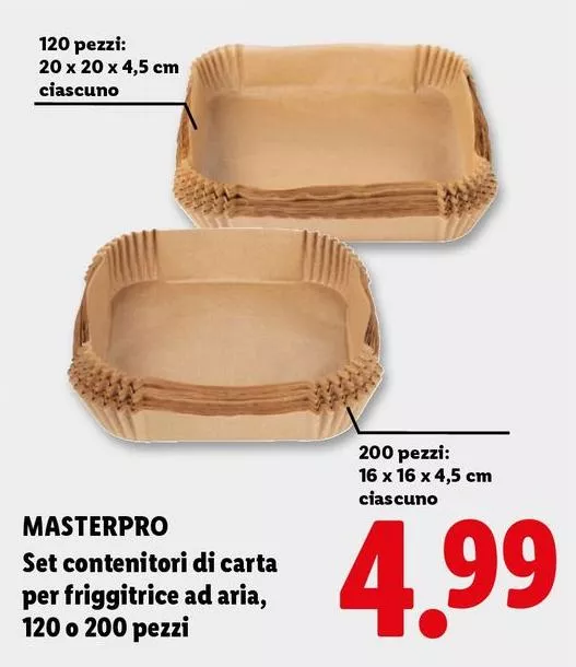 Masterpro - Set Contenitori Di Carta Per Friggitrice Ad Aria, 120 O 200 Pezzi