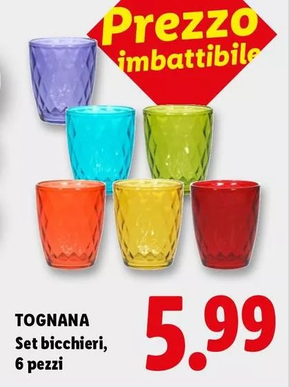 Tognana - Set Bicchieri, 6 Pezzi