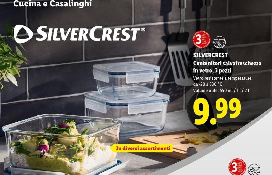 Silvercrest - Contenitori Salvafreschezza In Vetro, 3 Pezzi