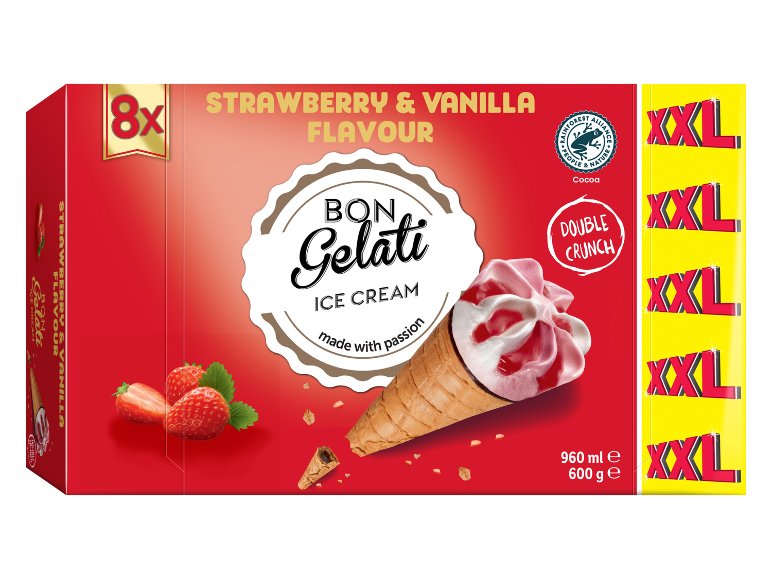 Cono gelato fragola e vaniglia XXL