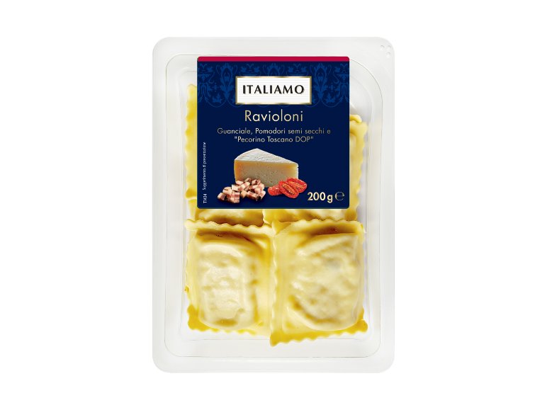 Ravioloni con guanciale, pomodori semi secchi e "Pecorino Toscano DOP"