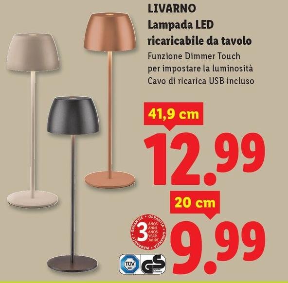 Lampada Led Ricaricabile Da Tavolo