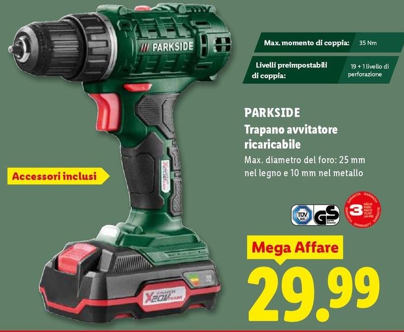 Parkside - Trapano Avvitatore Ricaricabile