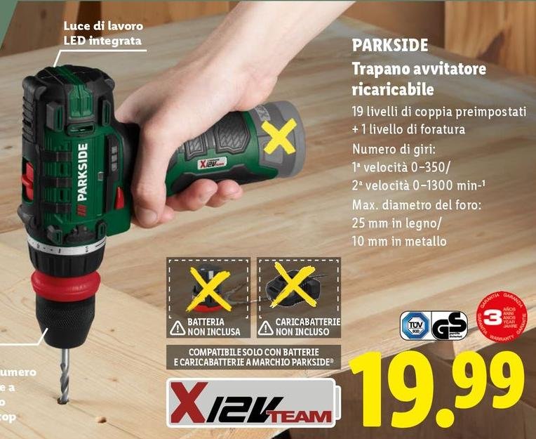 Parkside - Trapano Avvitatore Ricaricabile