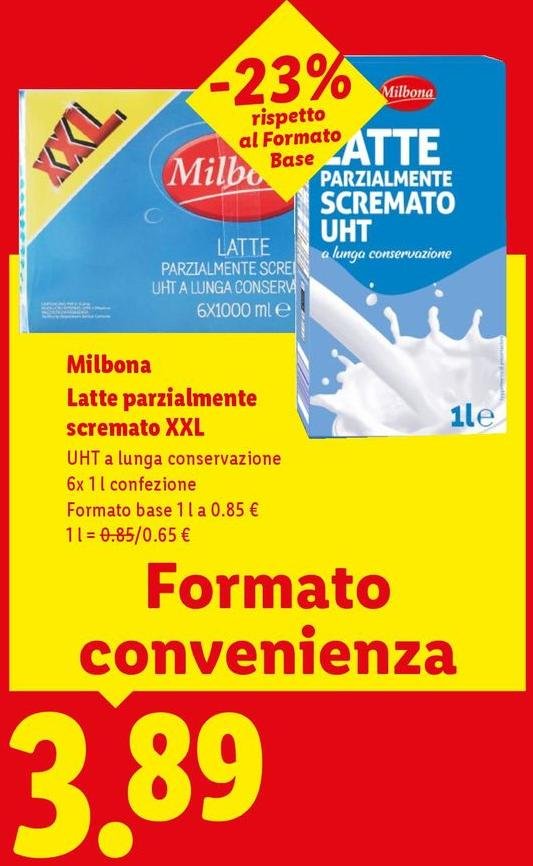 Milbona - Latte Parzialmente Scremato Xxl