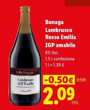 Villa Bonaga - Lambrusco Rosso Emilia IGP Amabile